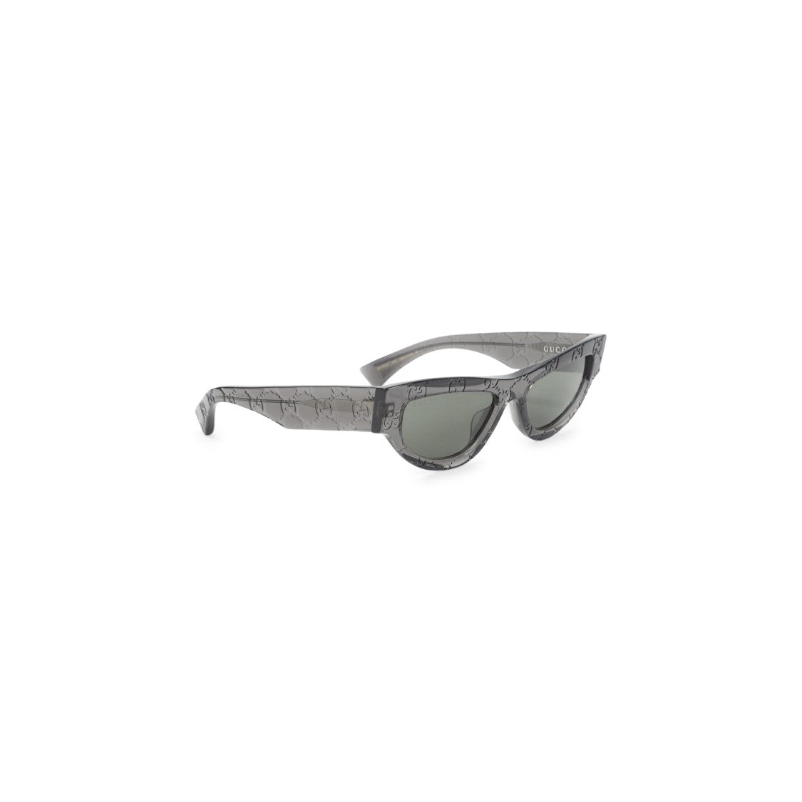 Gucci Translucent Grey Acetate Cat-Eye Sunglasses With Subtle Monogram