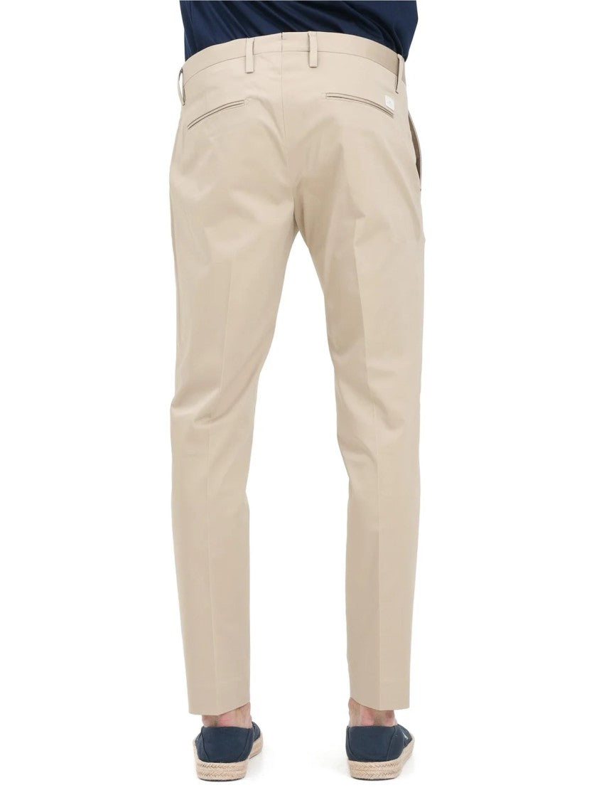 Entre Amis Beige Tailored Stretch Cotton Formal Pants