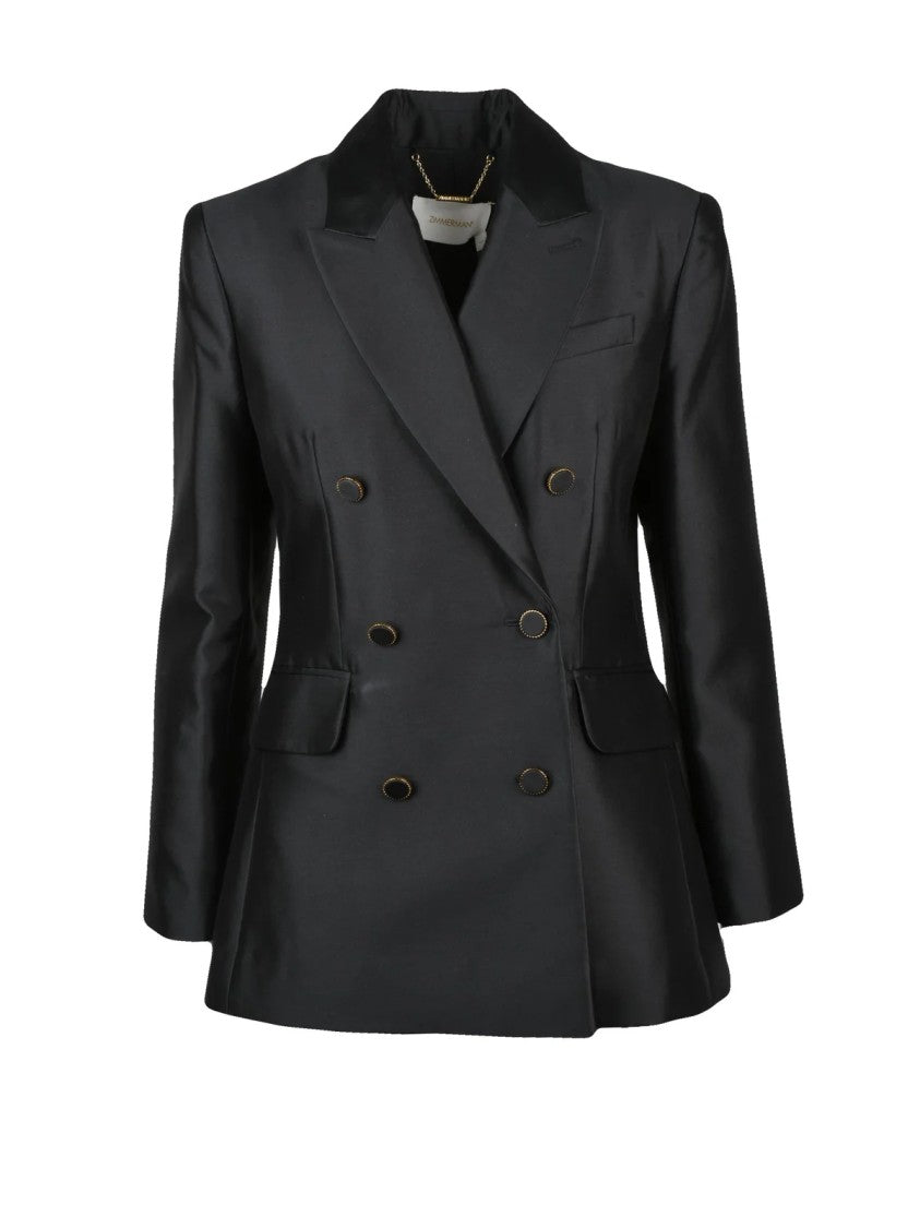 Zimmermann Black Wool-Blend Double-Breasted Jacket