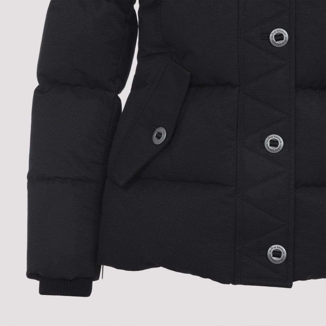Moose Knuckles Padded Black Jacket With High Collar And Detachable Hood