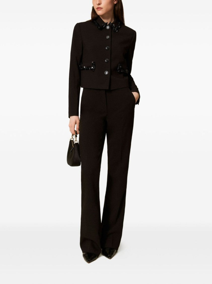 Twin-Set Tailored Black Trousers With Flared Leg