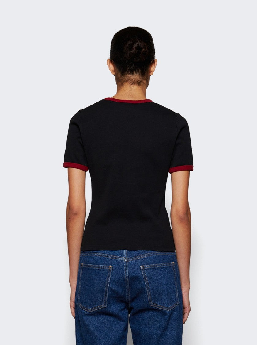 Courrèges Signature Contrast Tee Black And Ruby