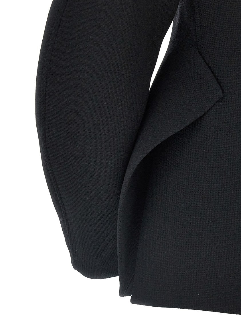 Jil Sander Structured Black Wool Blazer With Unique Lacing Detail