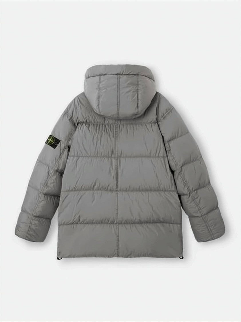 Stone Island Quilted Hooded Down Jacket With Angular Flap Pockets