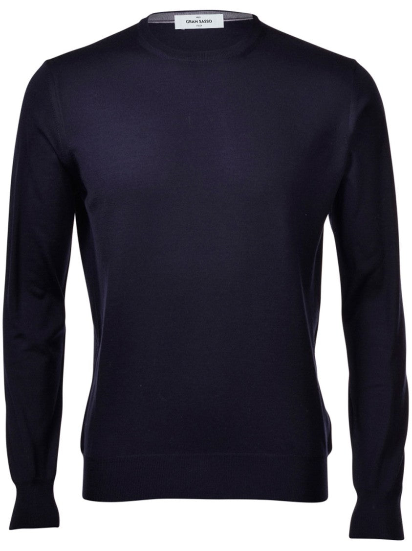 Gran Sasso Paricollo Rich Blue Fine-Knit Wool Sweater