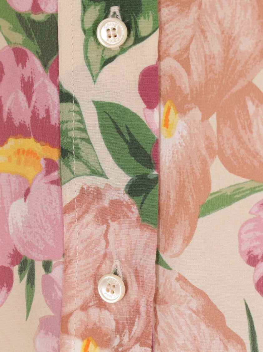 Chloé Maxi Gathered Lavallière Blouse In Crêpe De Chine