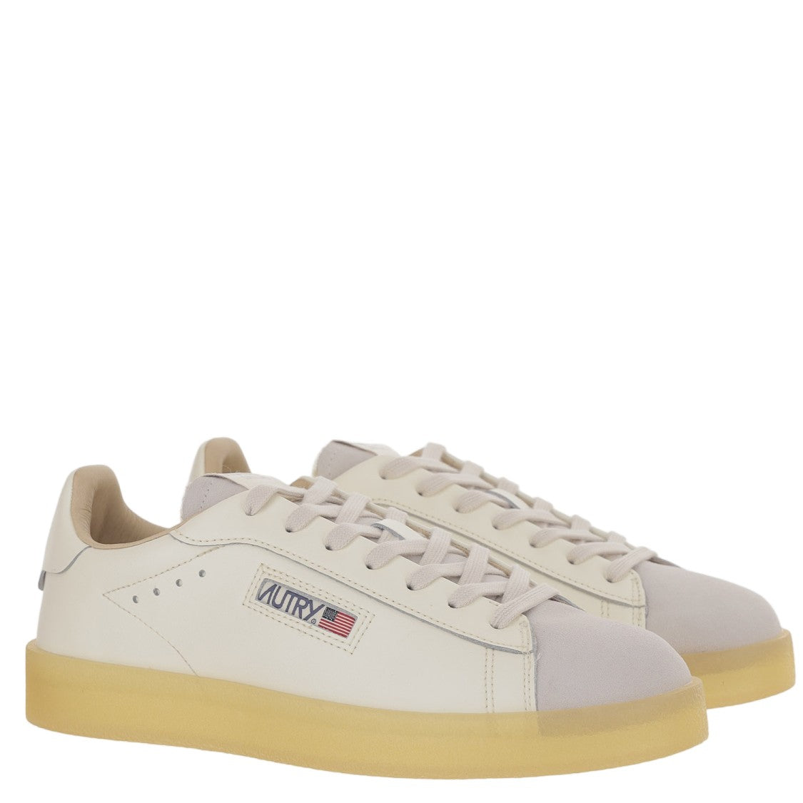 Autry Low-Top Leather Sneakers With Padded Heel And Panel Design