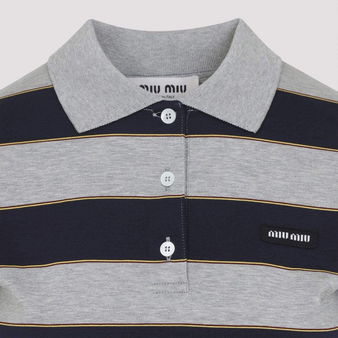 Miu Miu Horizontal Stripe Polo Shirt With Classic Collar