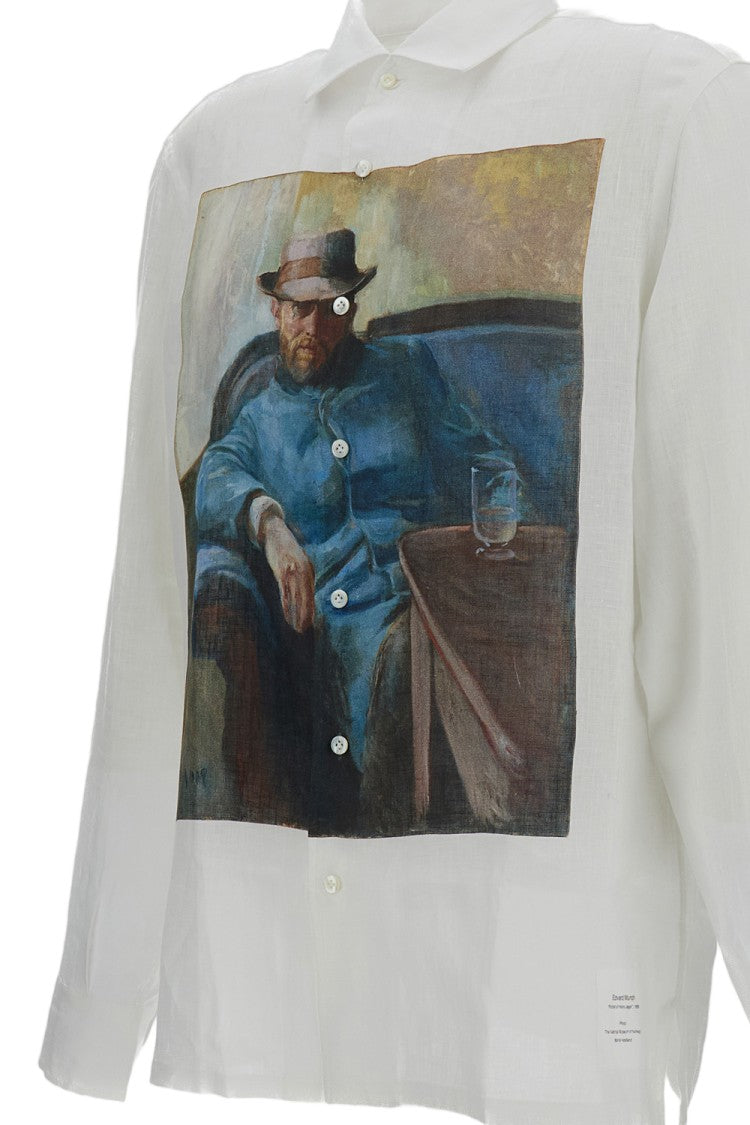 Junya Watanabe White Printed Edvard Munch Linen Shirt