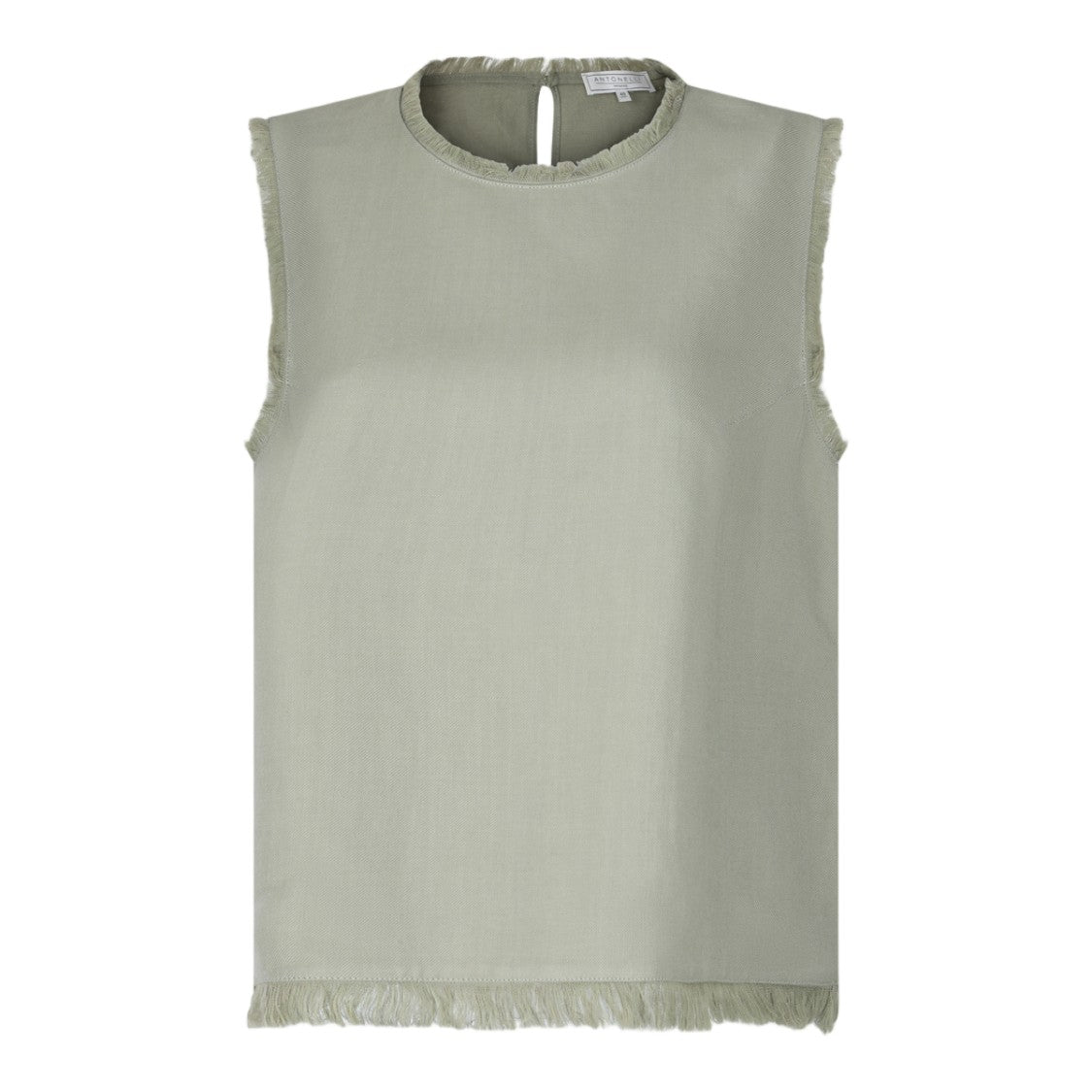 Antonelli Firenze Fringe-Detail Sleeveless Top In Muted Sage Green