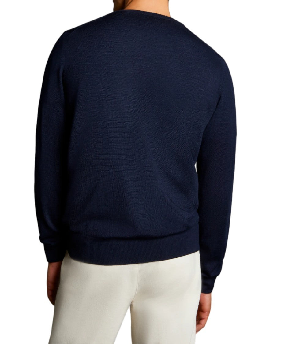 Fay Crew Neck Sweater In Deep Navy