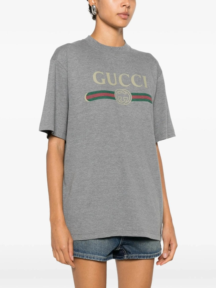 Gucci Crewneck Logo Stripe Relaxed T-Shirt