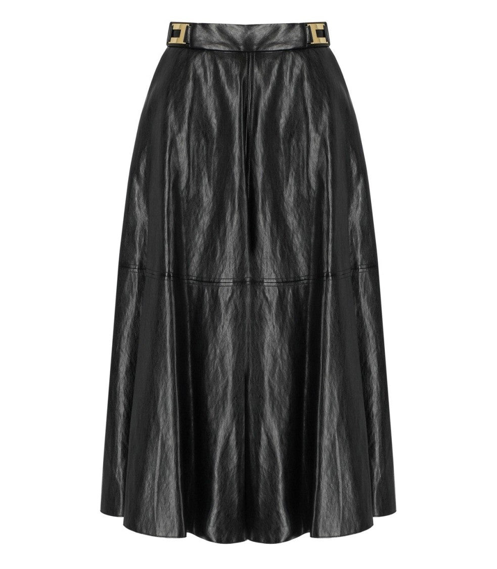 Elisabetta Franchi Black Leather-Effect Skirt