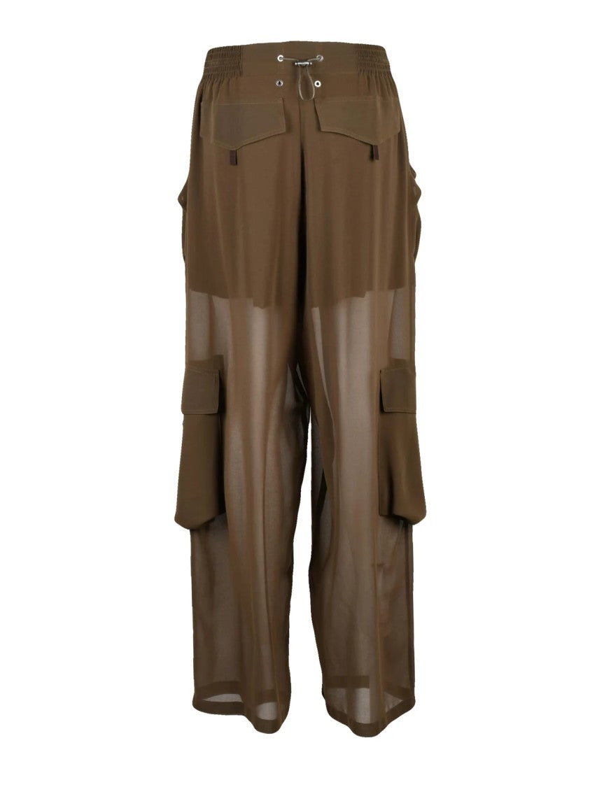 Pinko Sottocasa Voile Trousers - Olive Green