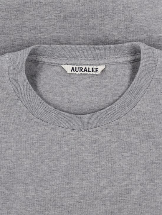 Auralee Grey Short-Sleeved Cotton T-Shirt With Classic Crew Neck