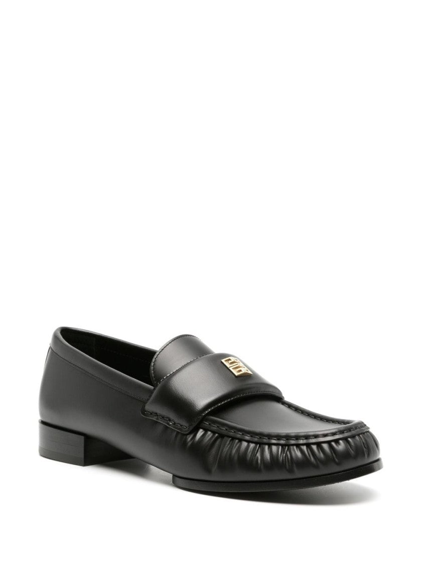 Givenchy Ruched Matte Finish Black Lambskin Flat Shoes