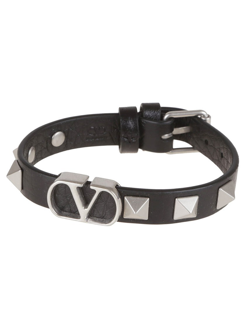 Valentino Black Grained Calfskin Bracelet