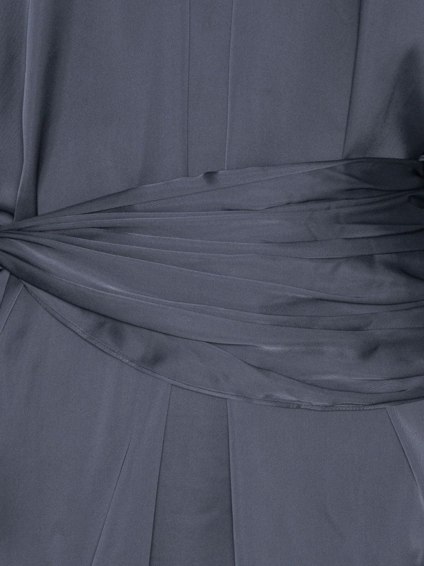 Rotate High-Neck Gray Mini Dress With Volume Sleeves