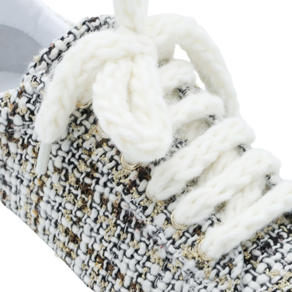 Casadei Textured Tweed Chunky Platform Sneakers With Braided Laces