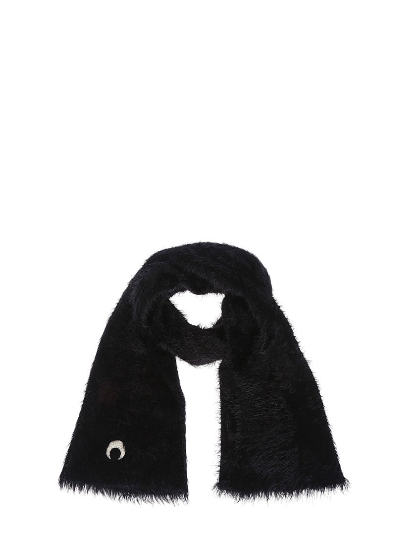 Marine Serre Crescent Moon Logo Plush Black Scarf