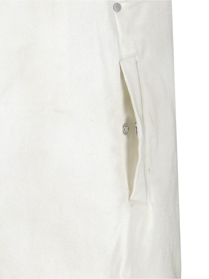 Entire Studios Distressed White Wide-Leg Jeans With Five-Pocket Design