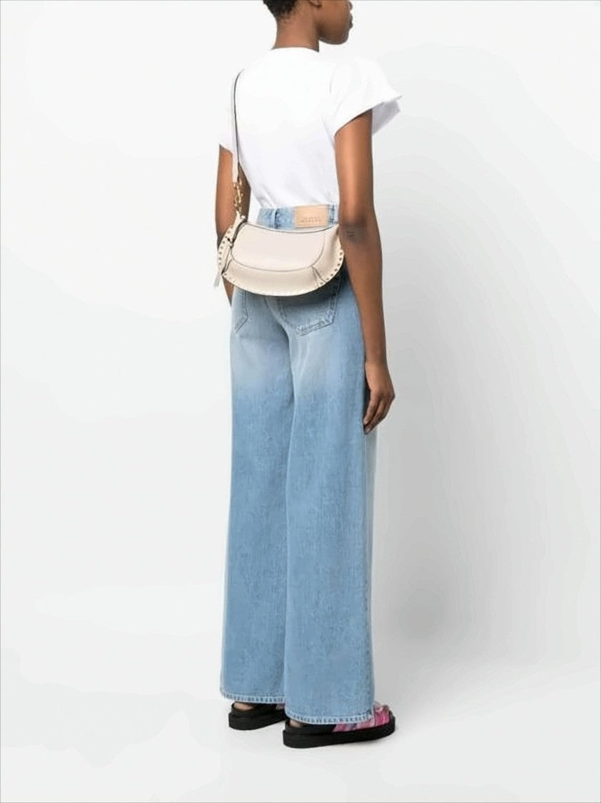 Isabel Marant Crescent-Shaped Leather Crossbody Bag With Gold-Tone Studs