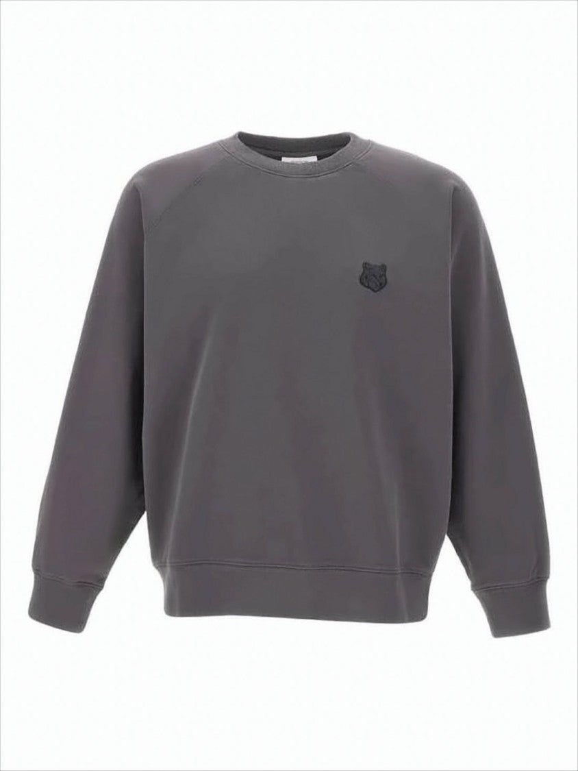 Maison Kitsuné Oversized Grey Sweatshirt With Fox Head Emblem