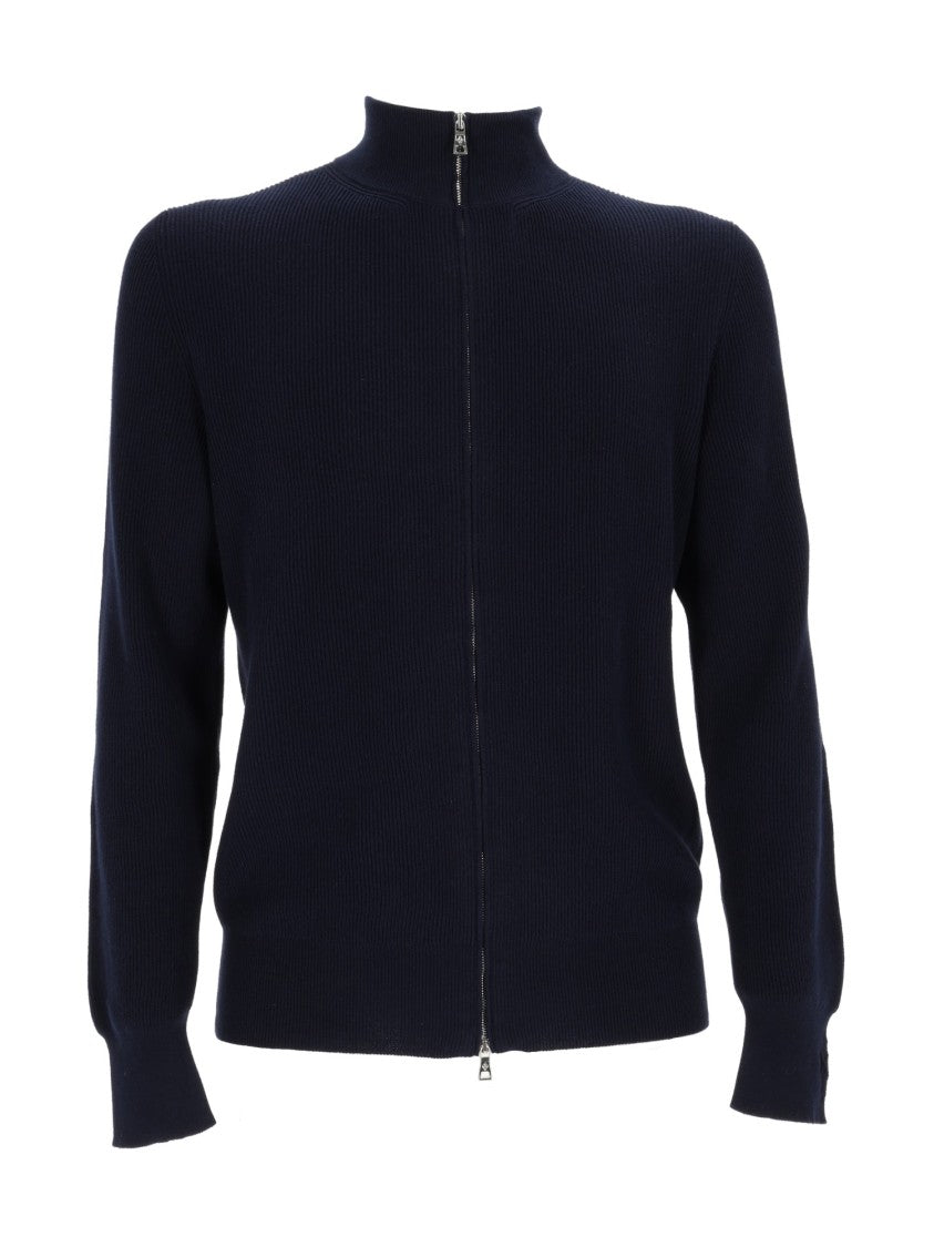 Ballantyne Ribbed Cotton Full Zip Sweater