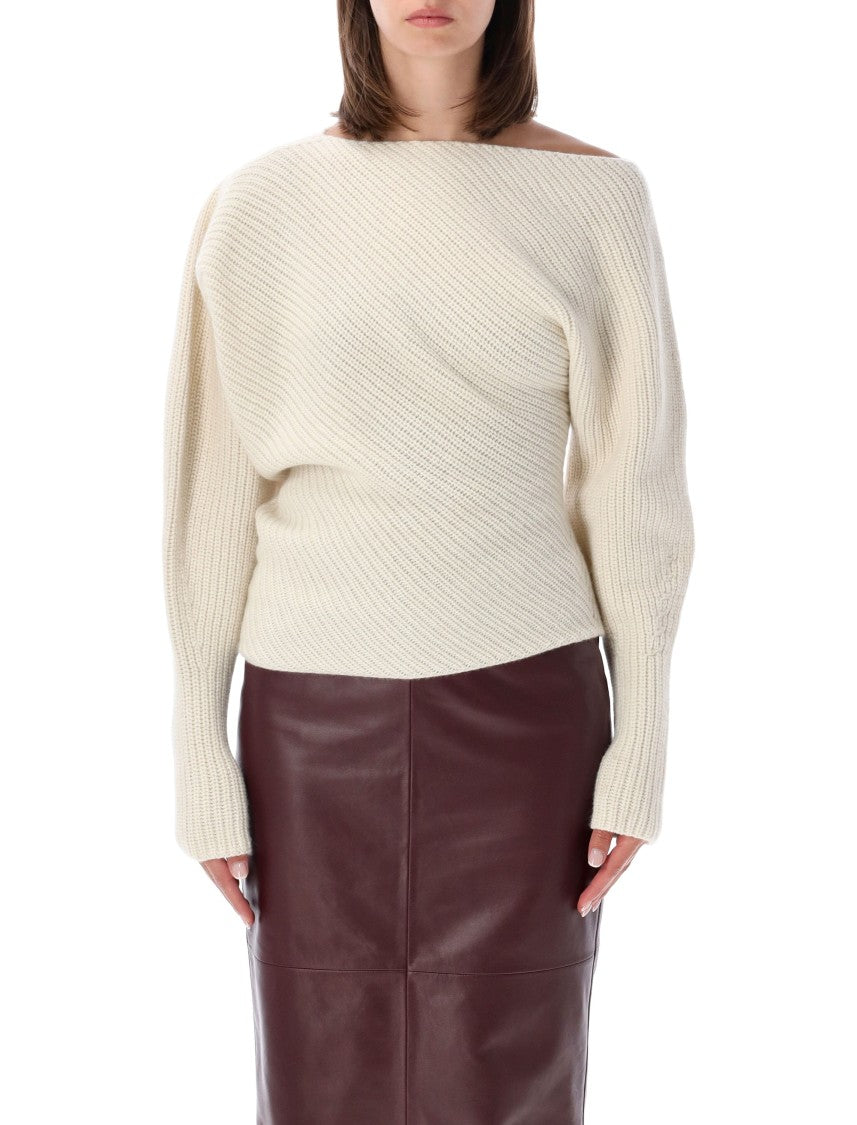 Alberta Ferretti Ribbed Wool-Blend Asymmetric Sweater