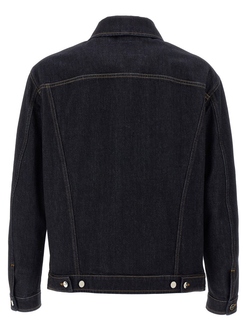 Fendi Fendi Crest Embroidered Denim Jacket With Contrast Stitching