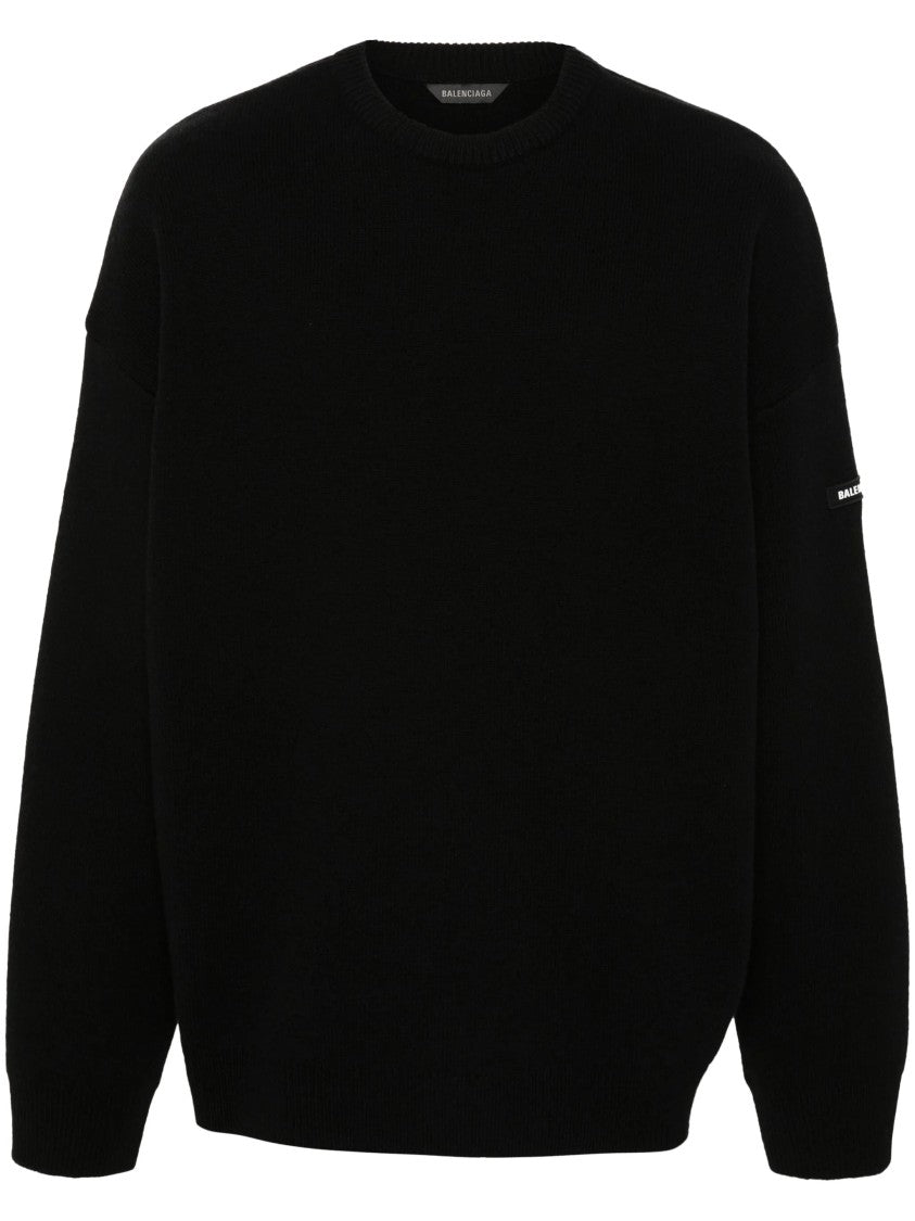 Balenciaga Black Relaxed Fit Crew Neck Sweater
