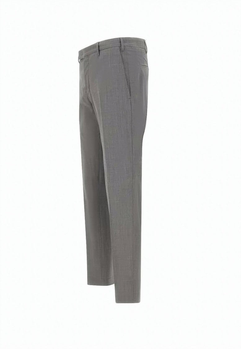 Pt Torino Tailored Slim Fit Grey Suit Pants With Textured Finish