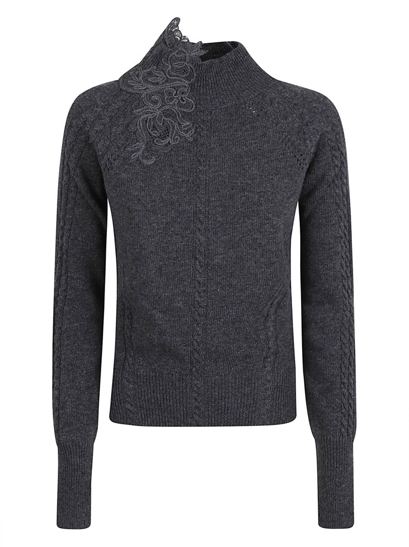Ermanno Scervino Dark Grey Cable Knit Sweater