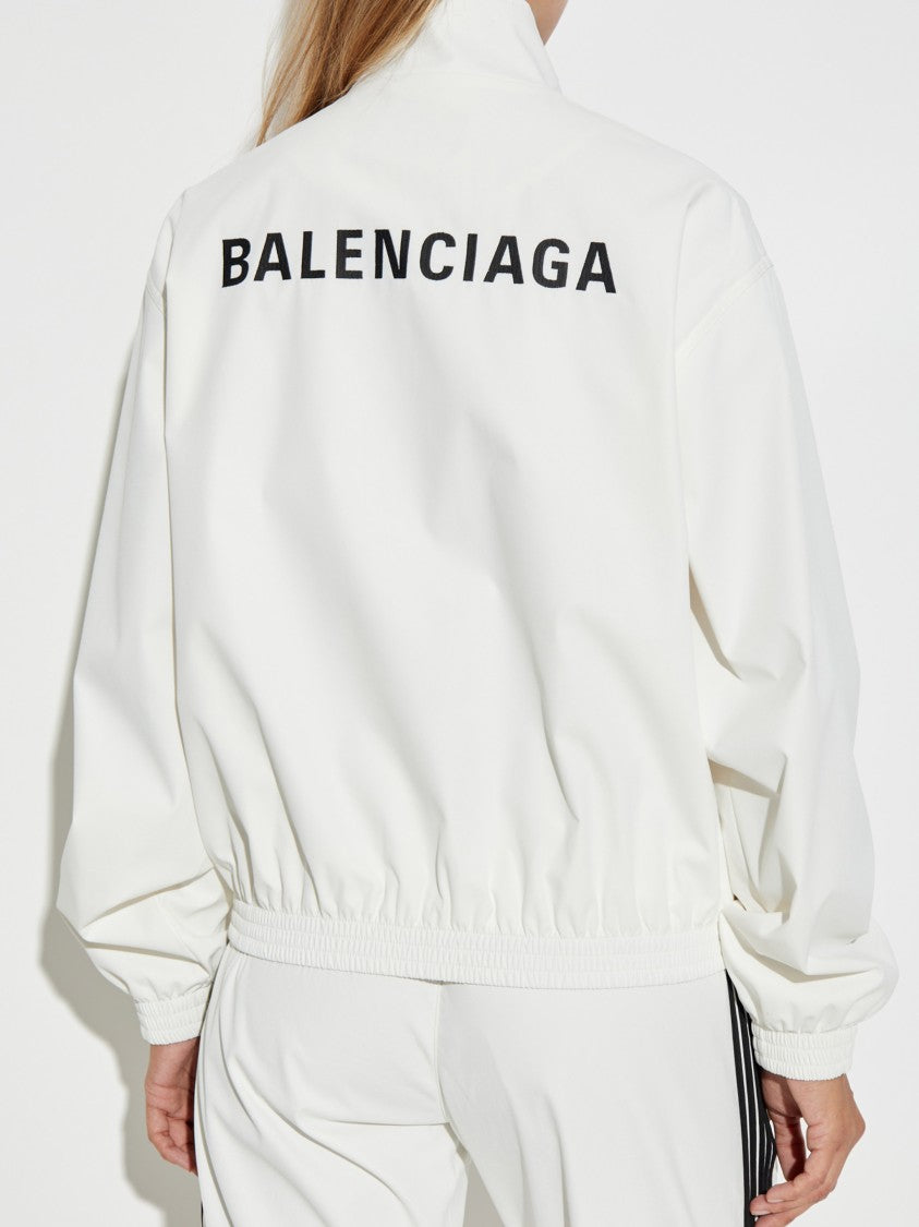Balenciaga White Tracksuit High Collar Polyester Jacket