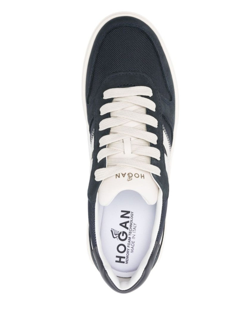Hogan H630oxford Blue Front Lace-Up Sneakers