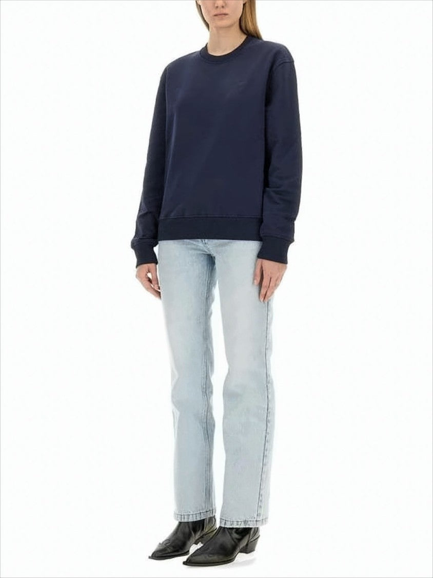 Ami Relaxed Fit Long-Sleeve Cotton Top With Ribbed Cuffs