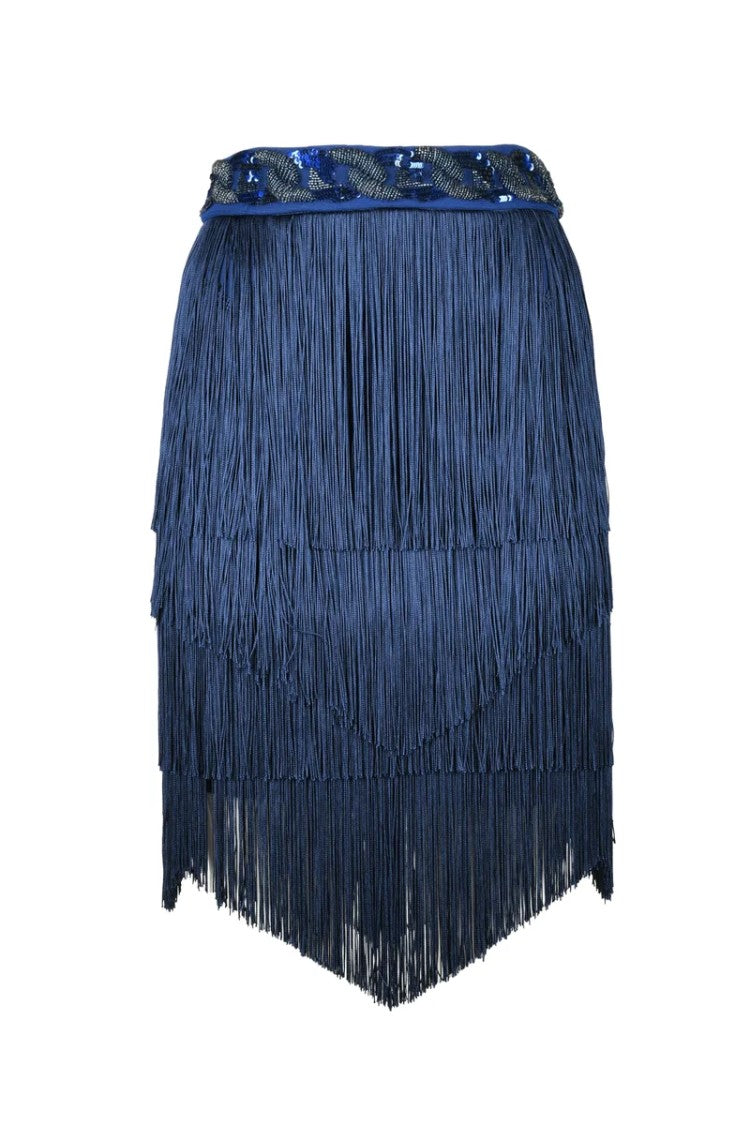 Elisabetta Franchi Fringed Skirt - Blue