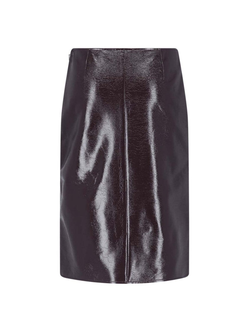 Courrèges Glossy Black Mini Skirt With Embossed Logo Detail