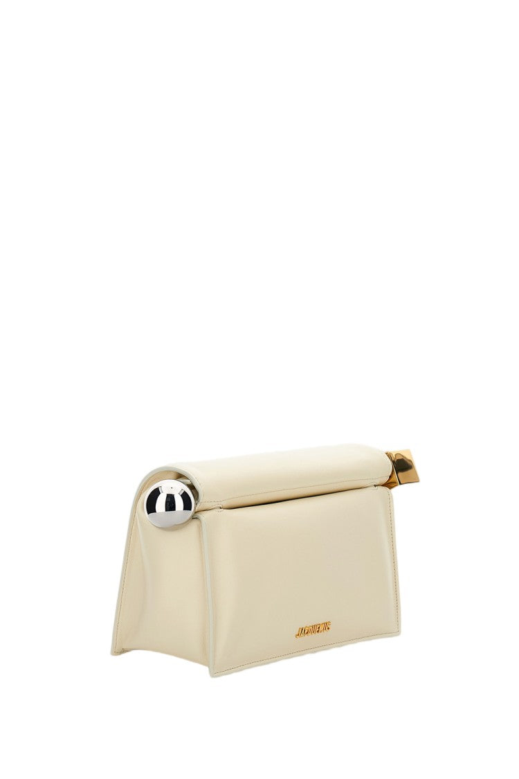 Jacquemus White La Pochette Rond Carre Nappa Leather Clutch