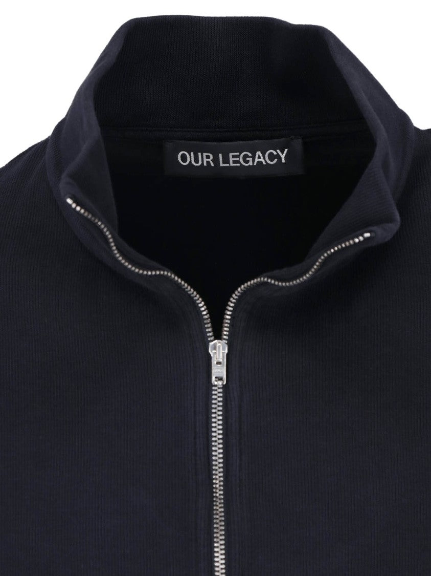 Our Legacy Black Shrunken Cotton Zip-Through Knit