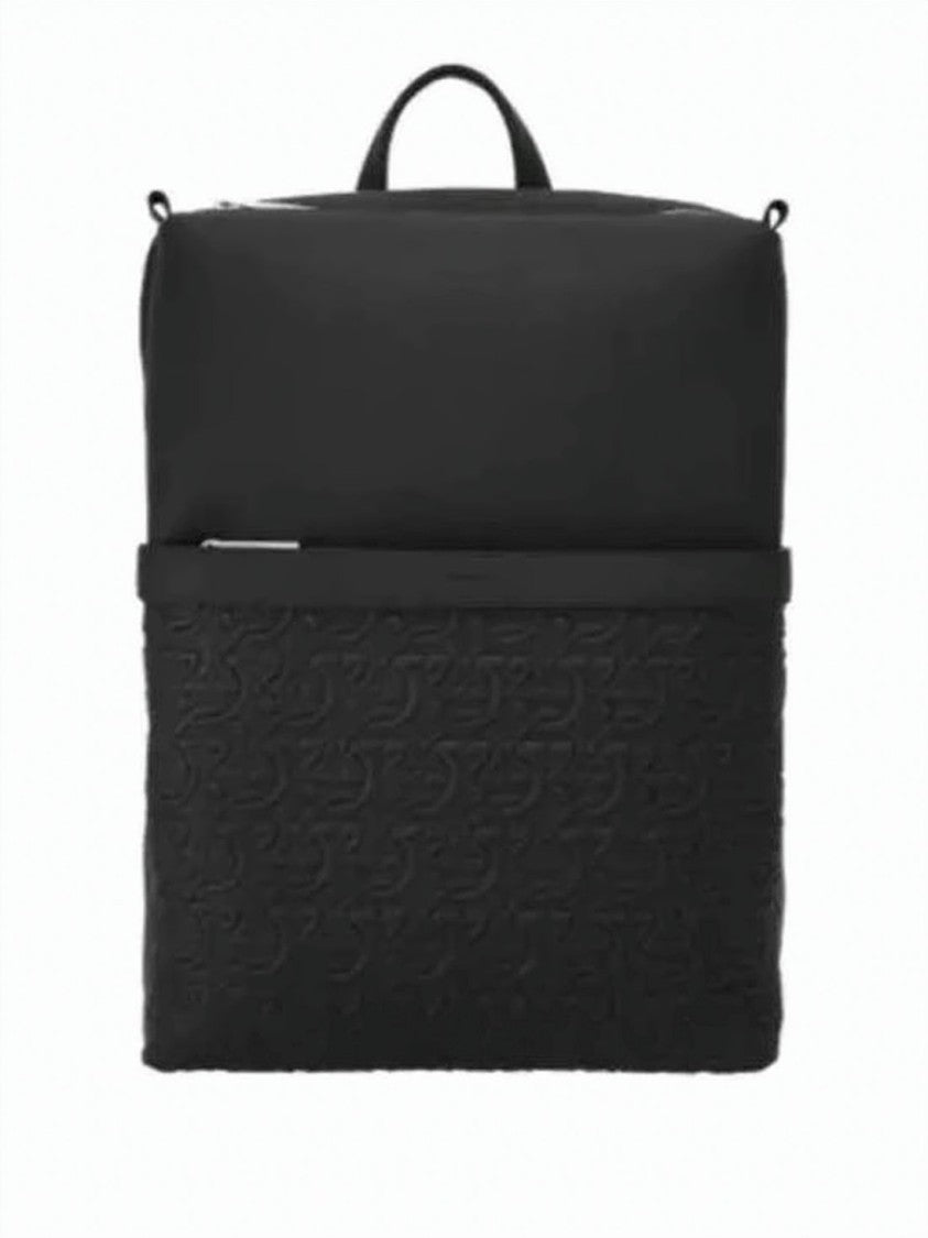 Salvatore Ferragamo Textured Black Calf Leather Backpack
