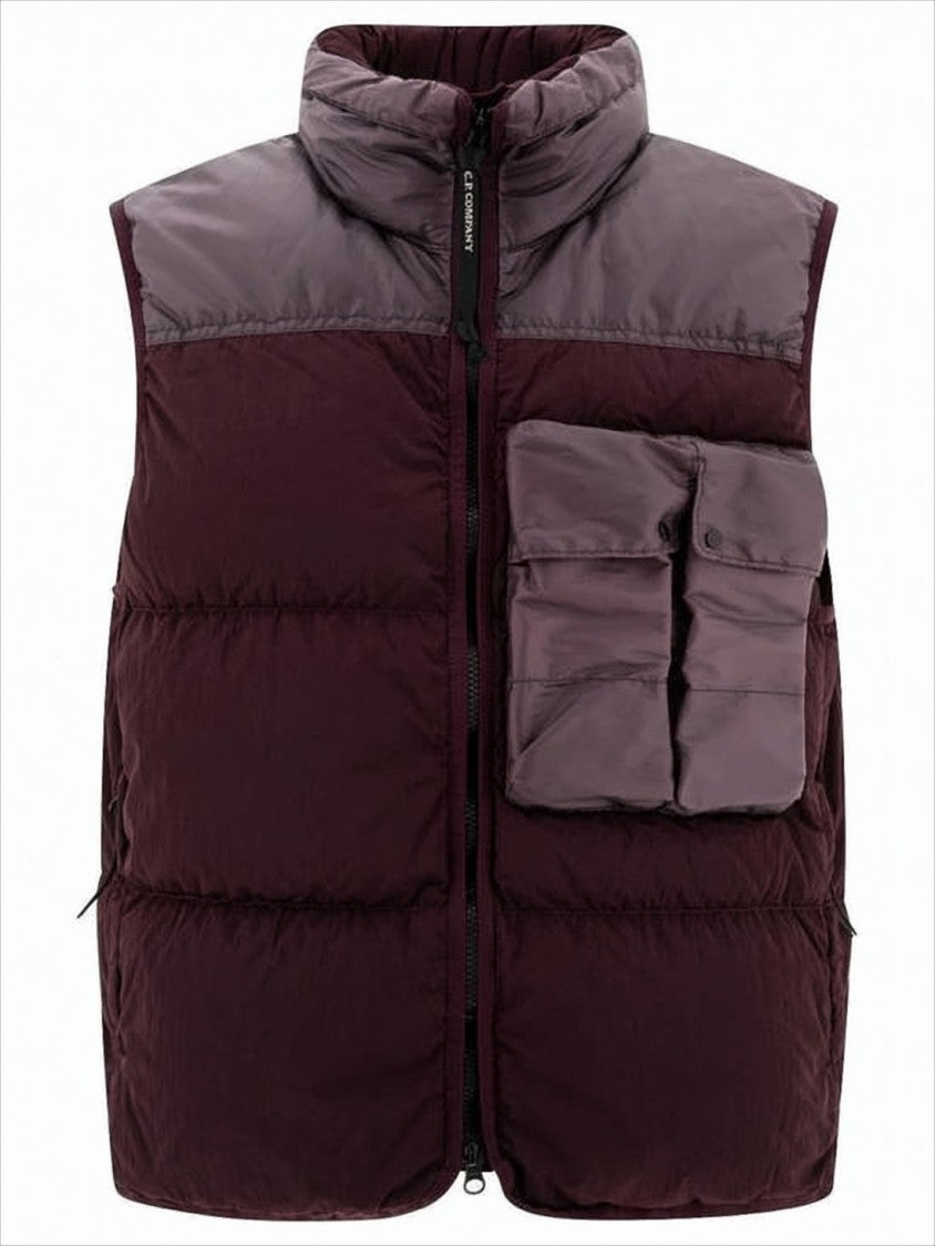 C.P. Company Two-Tone Padded Vest With High Collar And Large Chest Pocket