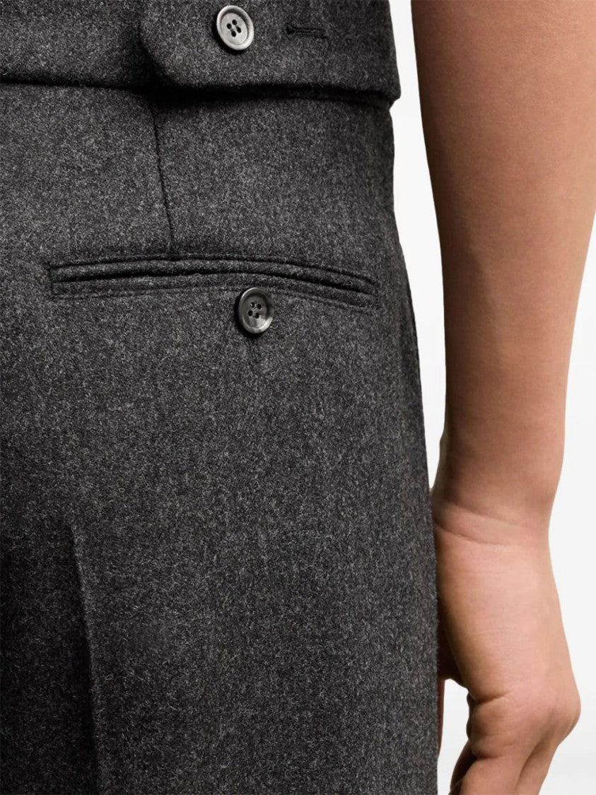 Ami Dark Grey Wool Wide-Leg Trousers