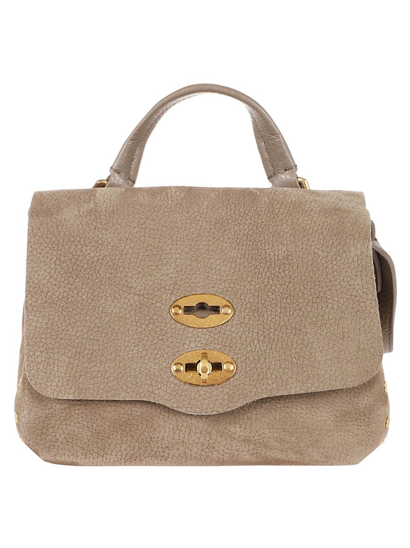 Zanellato Textured Leather Structured Handbag With Gold Accents