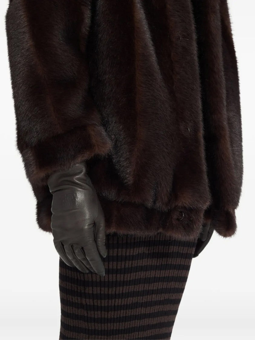 Maison Margiela Mm6 Embossed Logo Leather Gloves
