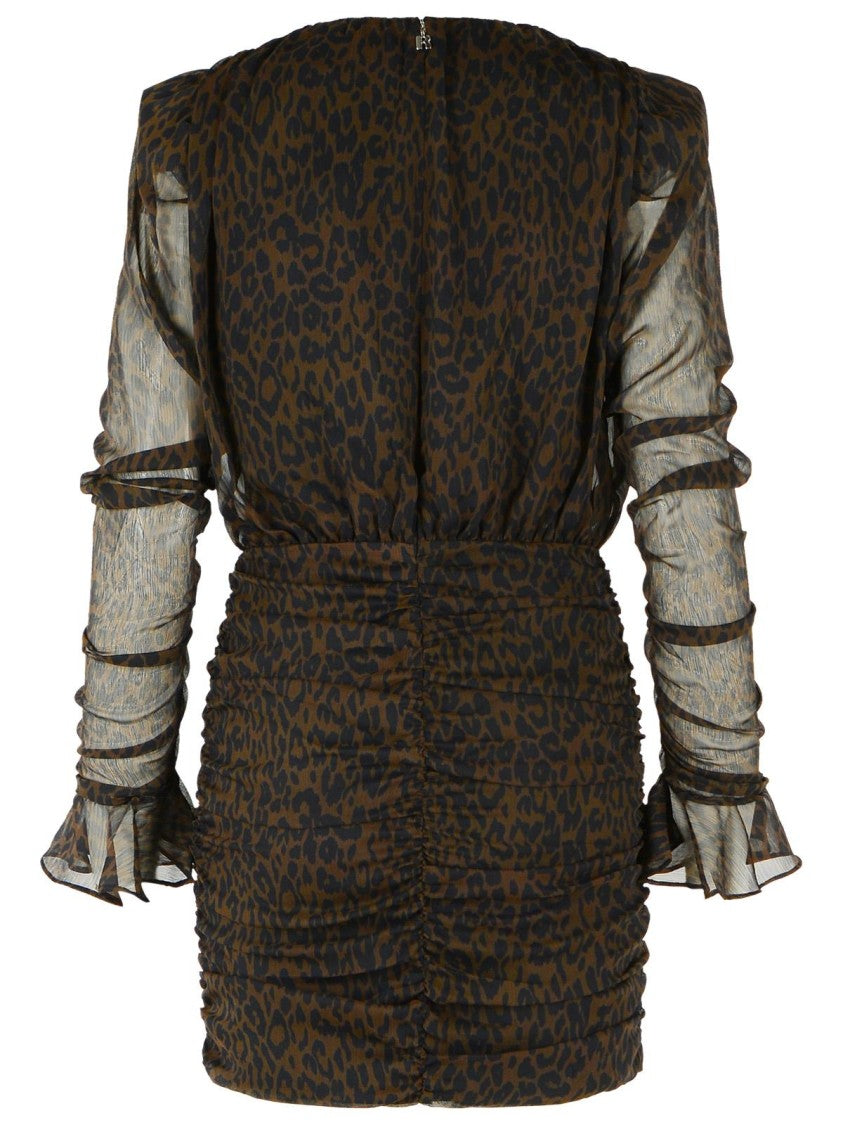 Rotate Brown Leopard Star Print Mini Dress