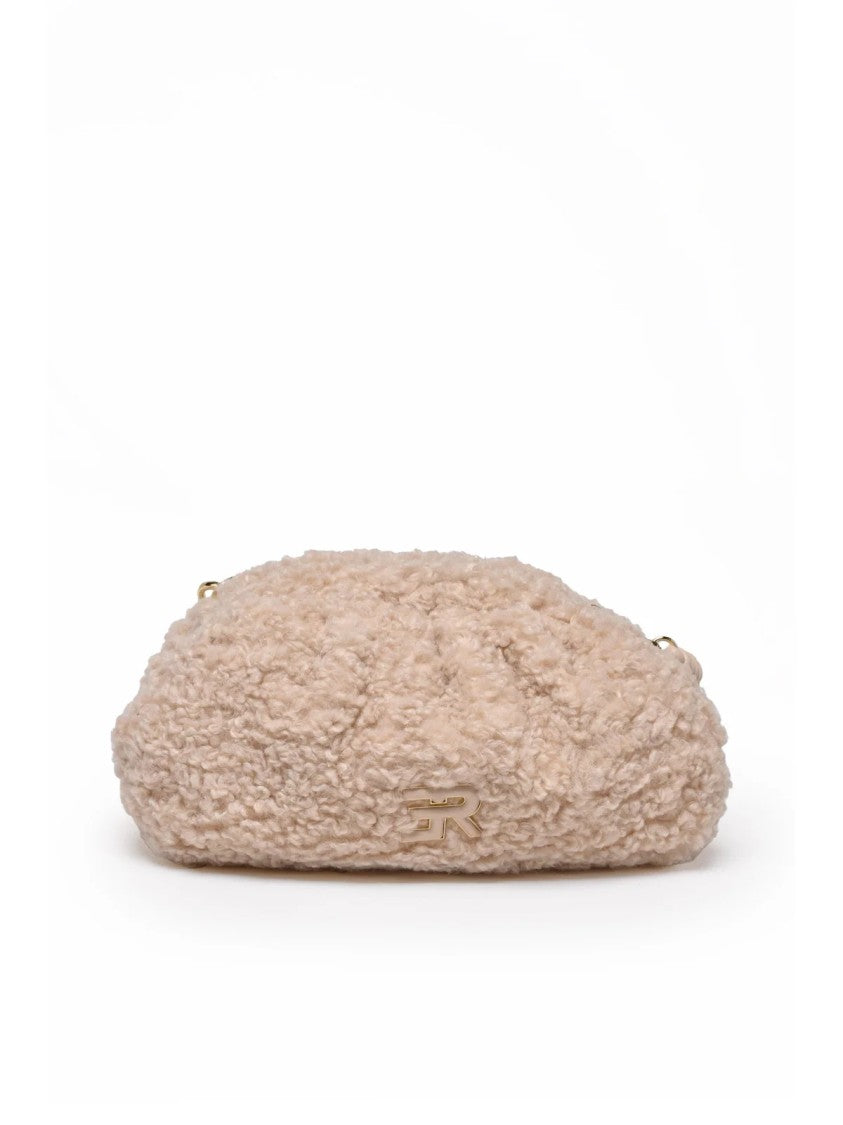 Ermanno Firenze White Veda Textured Curly Crossbody Bag
