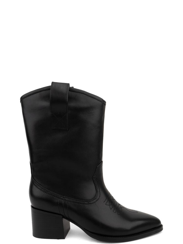 Adrianna Feretti Black Pointed Toe Minimalist Long Leather Boots
