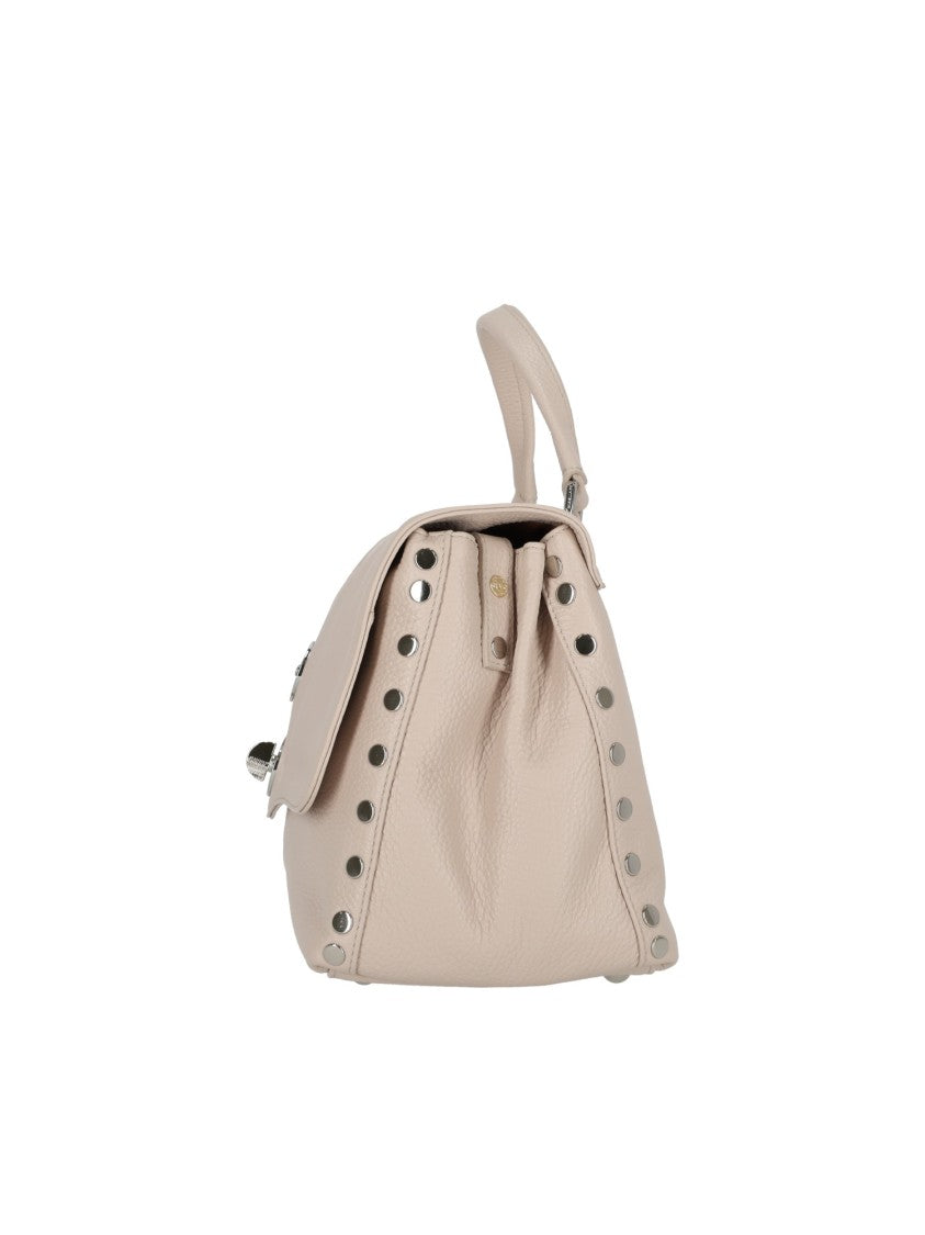 Zanellato Srl White Carnaroli Daily Pebbled Leather Handbag