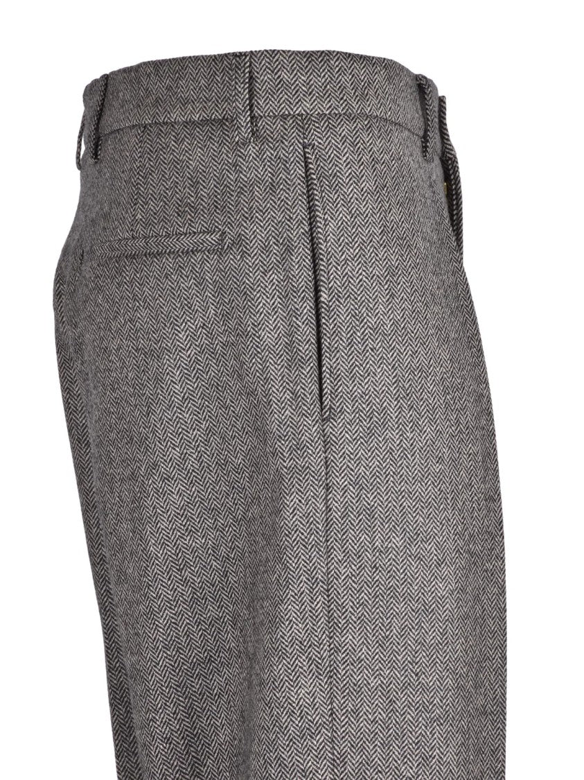 Berwich Beige Wool Herringbone Formal Pants